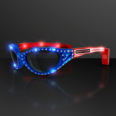 USA Stars & Flag Stripes LED Flashing Sunglasses - PRINTED